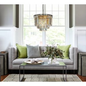 6-Lights Modern 3-Tier Round Fringe Crystal Chandelier