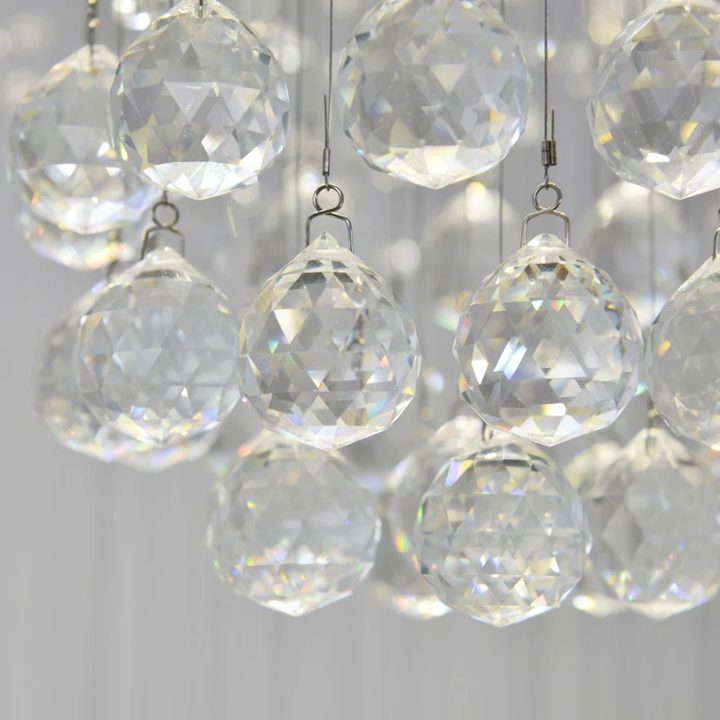 Modern Raindrop Crystal Chandelier 32'' Chrome Flush Mount Foyer Lighting - Image 4