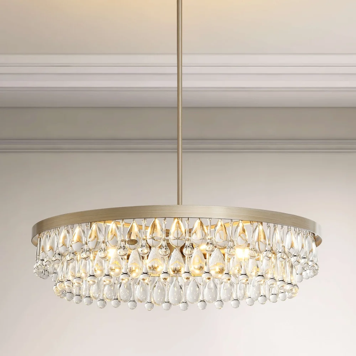 Viviana Brushed Champagne Silver Finish Crystal 6-light Chandelier - Image 5