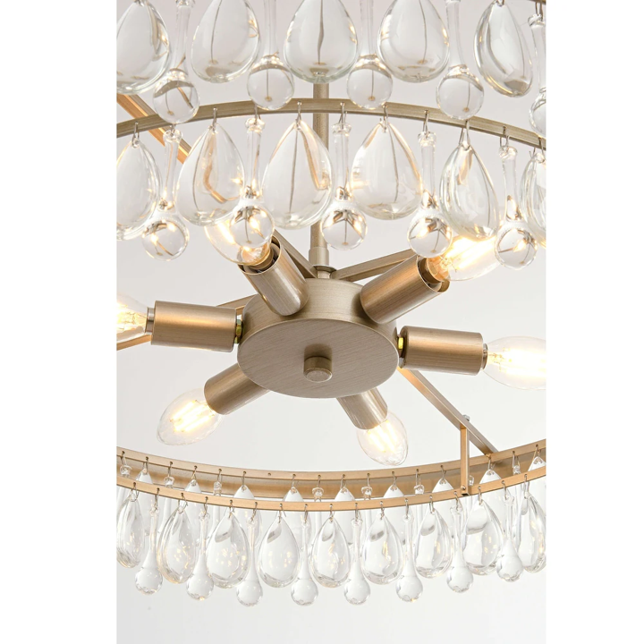 Viviana Brushed Champagne Silver Finish Crystal 6-light Chandelier - Image 4
